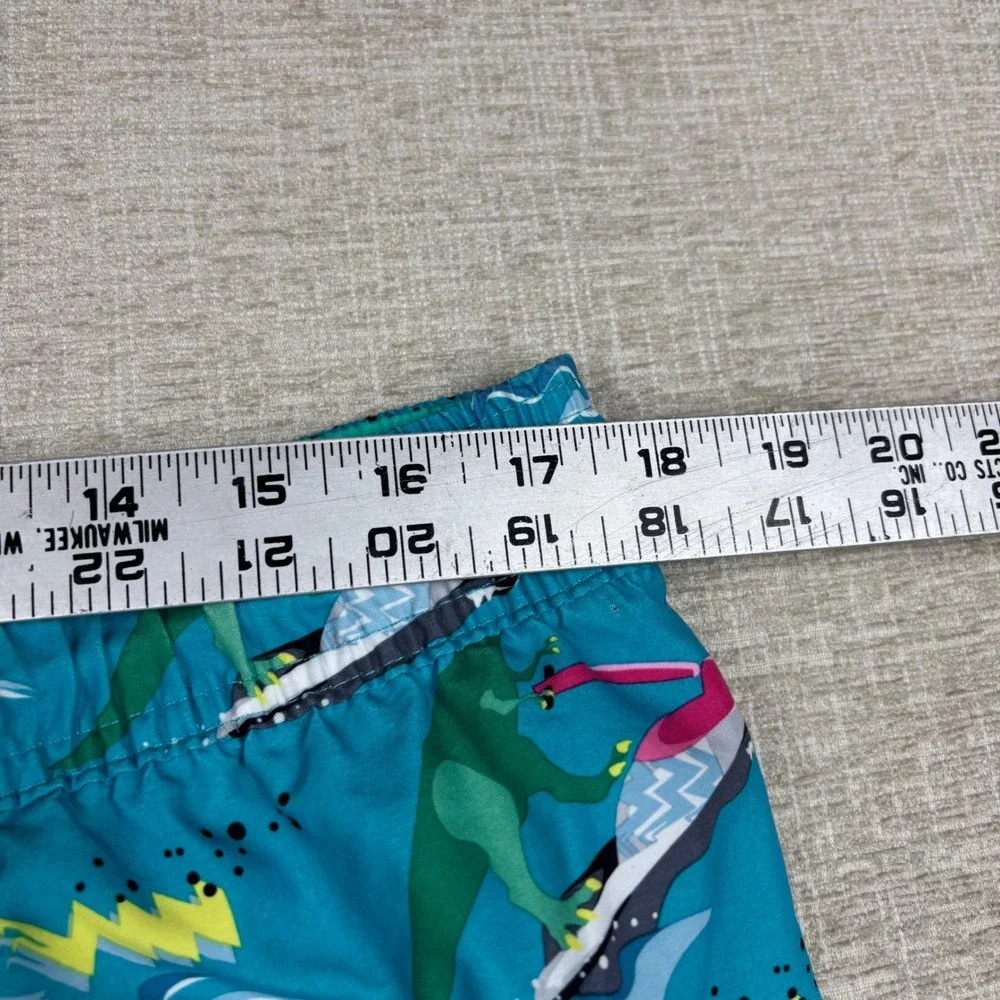 No Boundaries Mens Dinosaur Jet Ski Swim Trunks Teal Blue Graphic Shorts Large